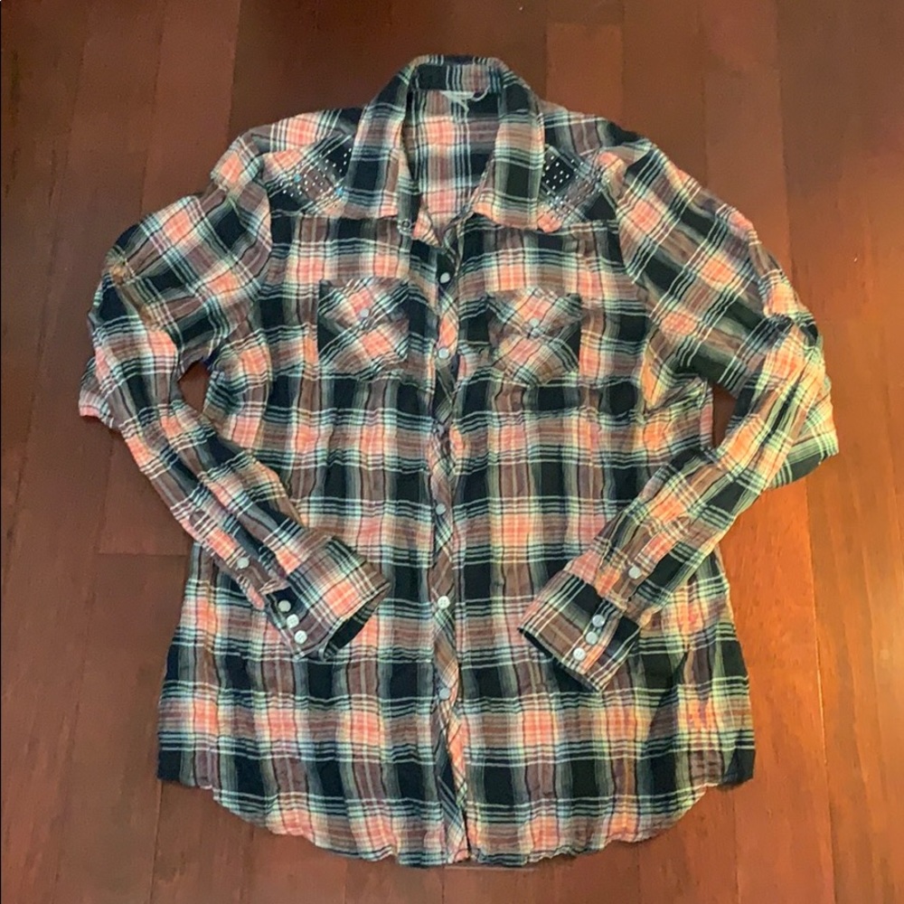 Harley-Davidson Red Blue Plaid Rayon shirt XL